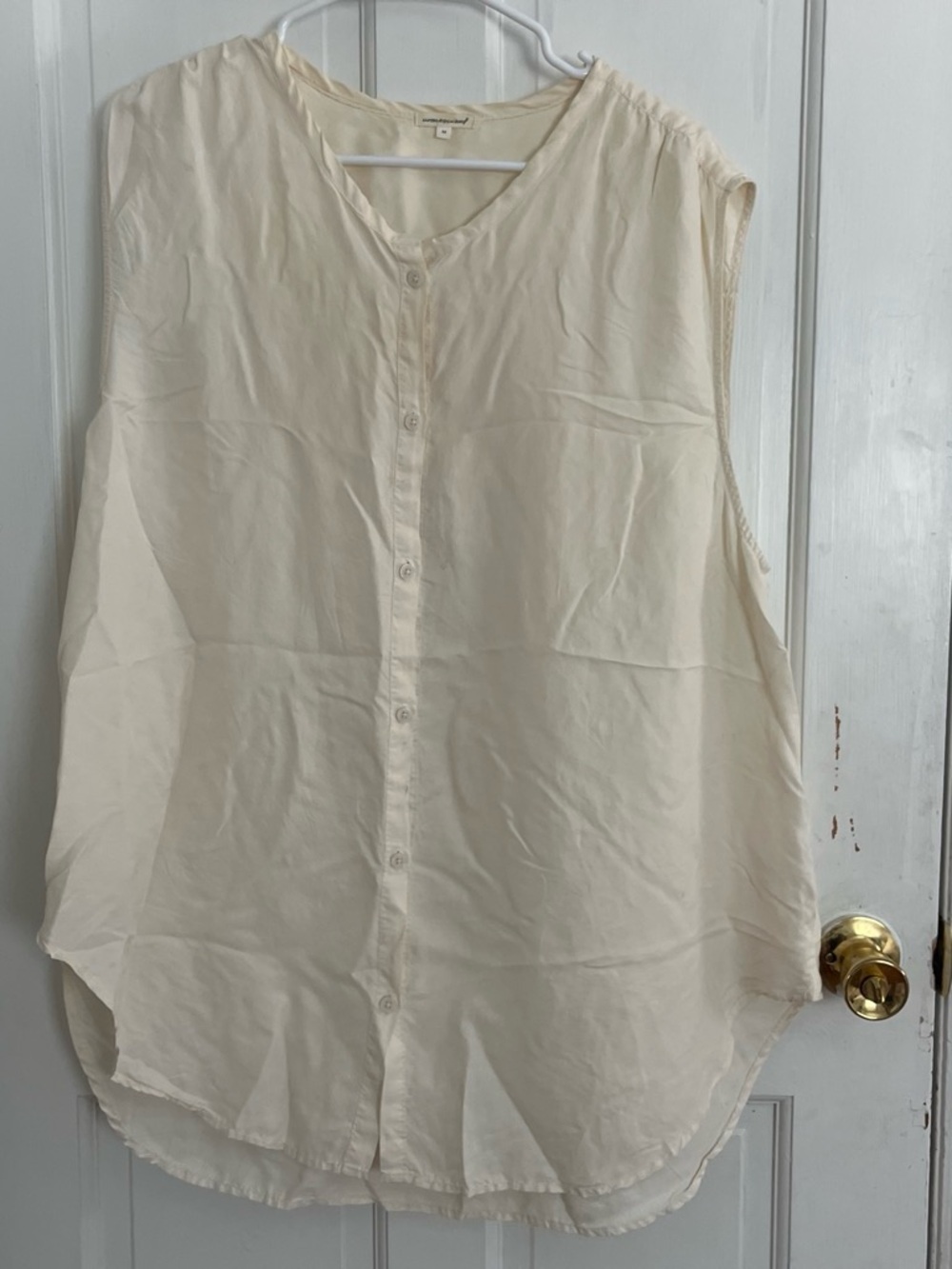aerie Cream Sleeveless Button-Down Shirt